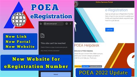 'POEA EREG NEW SITE/LINK' Please .